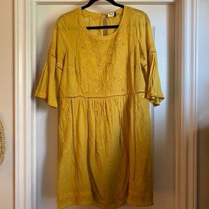 Anthropologie Akemi & Kin Yellow Embroidered Dress